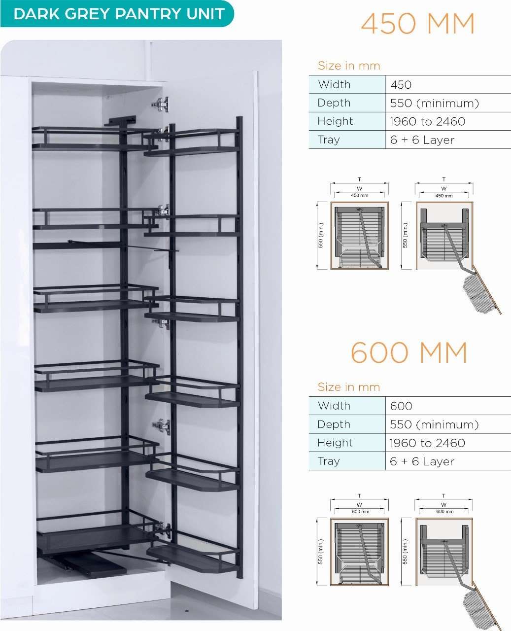 Pantry pull out 600 mm