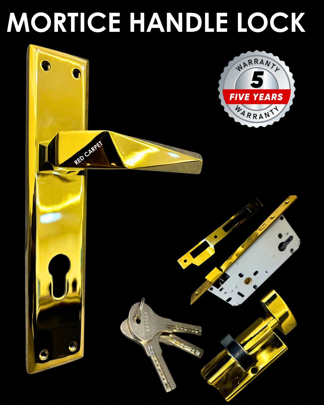 GOLD PLATED 10" MORTICE HANDLE